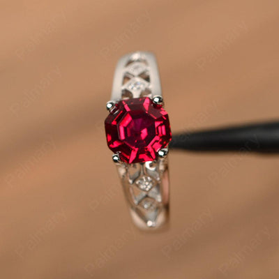 Vintage Octagon Cut Ruby Rings - Palmary