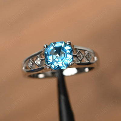 Vintage Octagon Cut Swiss Blue Topaz Rings - Palmary