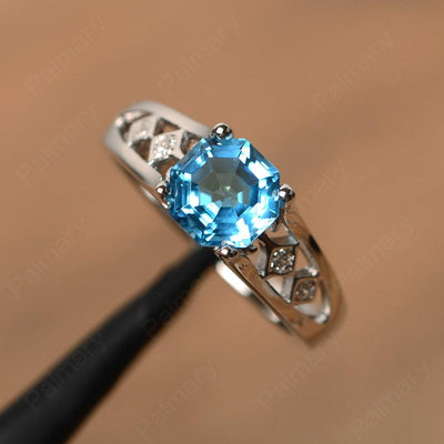 Vintage Octagon Cut Swiss Blue Topaz Rings - Palmary