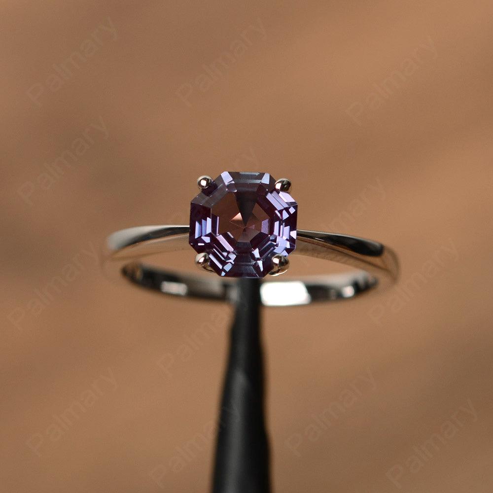 Octagon Shape Alexandrite Solitaire Rings - Palmary