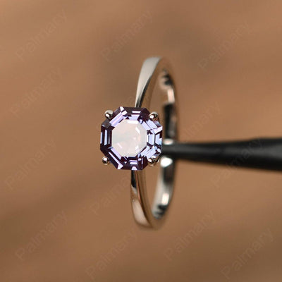 Octagon Shape Alexandrite Solitaire Rings - Palmary