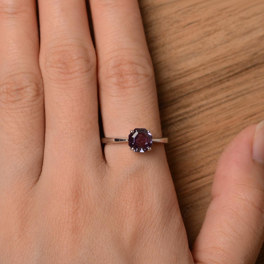 Octagon Shape Alexandrite Solitaire Rings - Palmary
