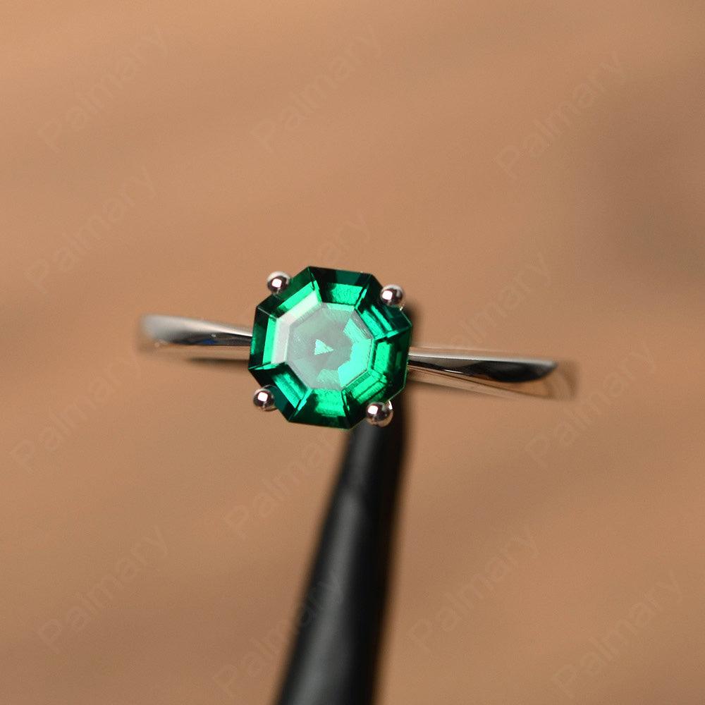 Octagon Shape Emerald Solitaire Rings - Palmary