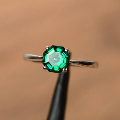 Octagon Shape Emerald Solitaire Rings - Palmary