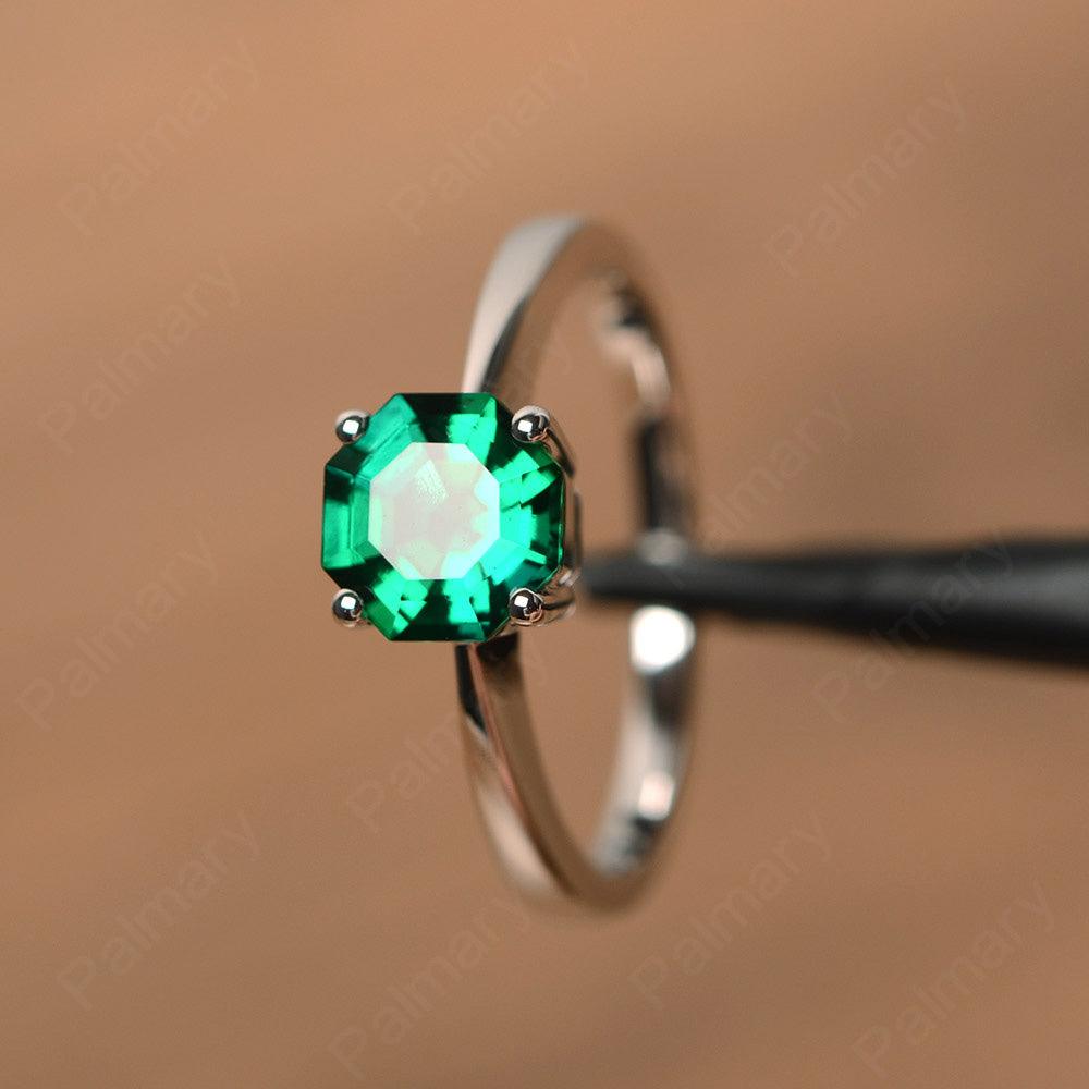 Octagon Shape Emerald Solitaire Rings - Palmary