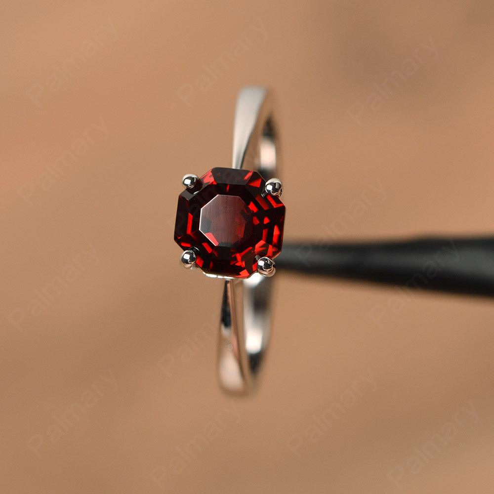 Octagon Shape Garnet Solitaire Rings - Palmary