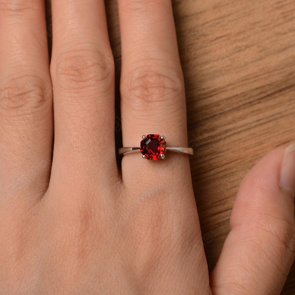 Octagon Shape Garnet Solitaire Rings - Palmary