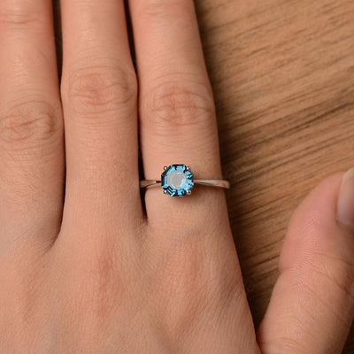 Octagon Shape London Blue Topaz Solitaire Rings - Palmary