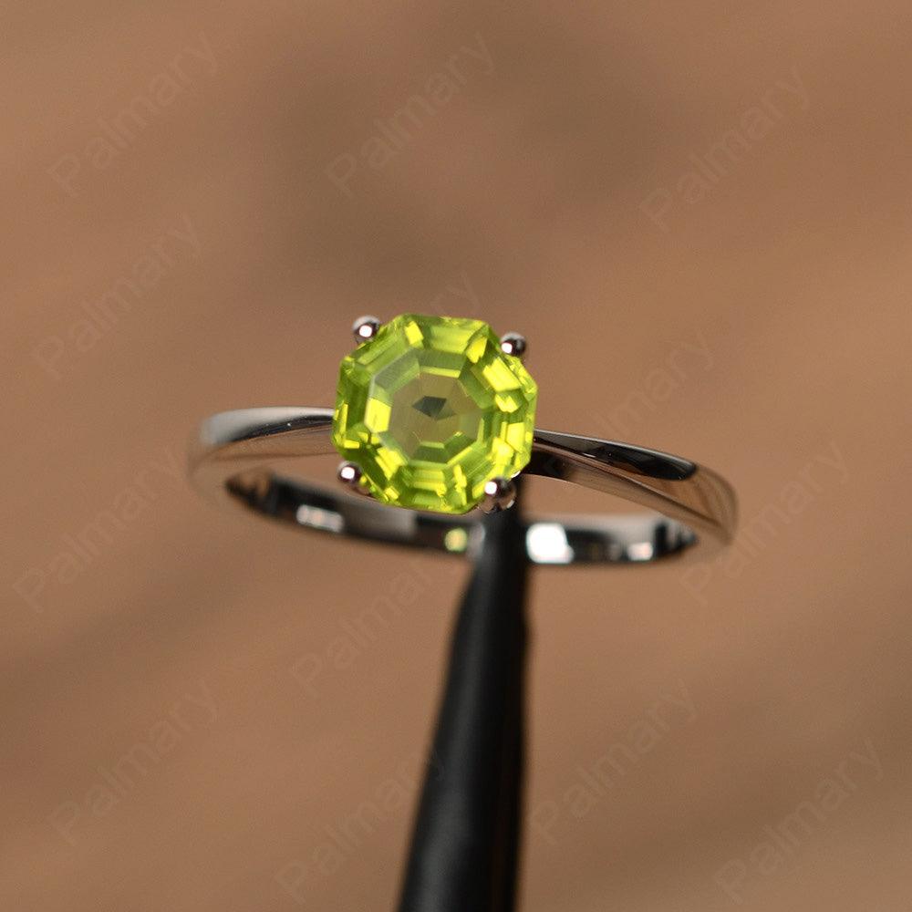 Octagon Shape Peridot Solitaire Rings - Palmary