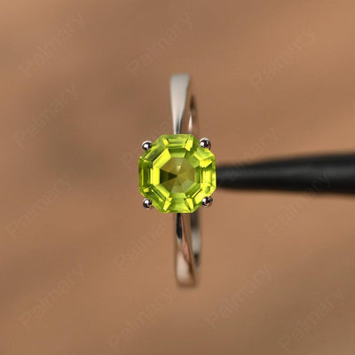 Octagon Shape Peridot Solitaire Rings - Palmary