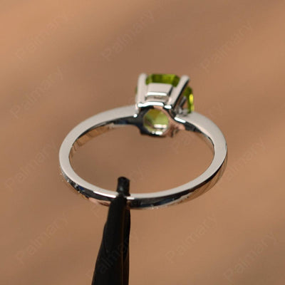Octagon Shape Peridot Solitaire Rings - Palmary