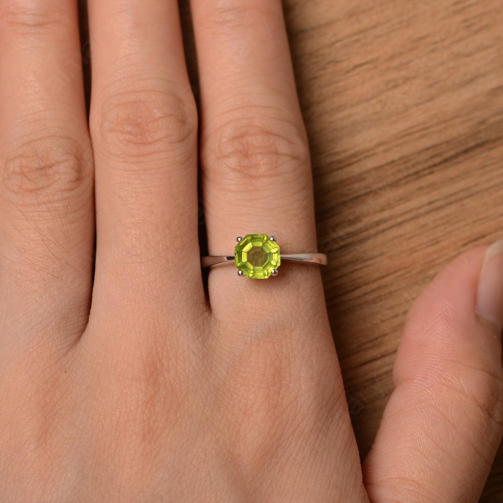 Octagon Shape Peridot Solitaire Rings - Palmary