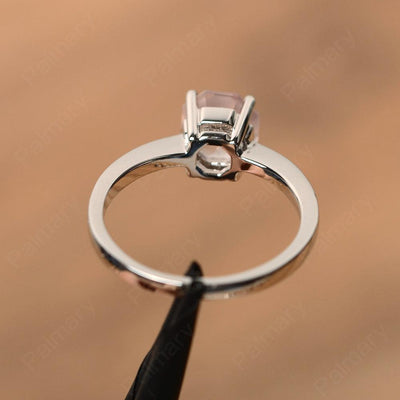 Octagon Shape Rose Quartz Solitaire Rings - Palmary