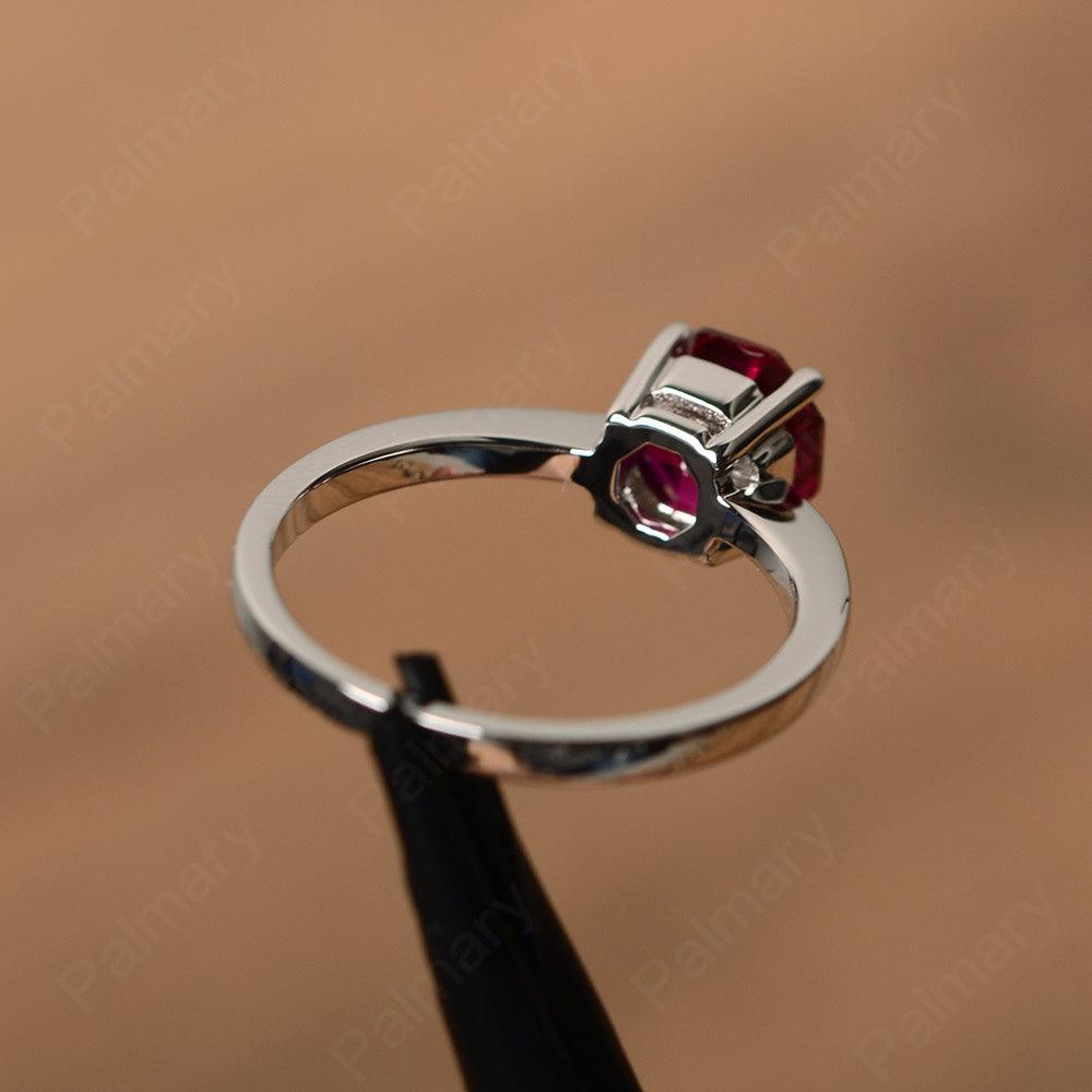 Octagon Shape Ruby Solitaire Rings - Palmary