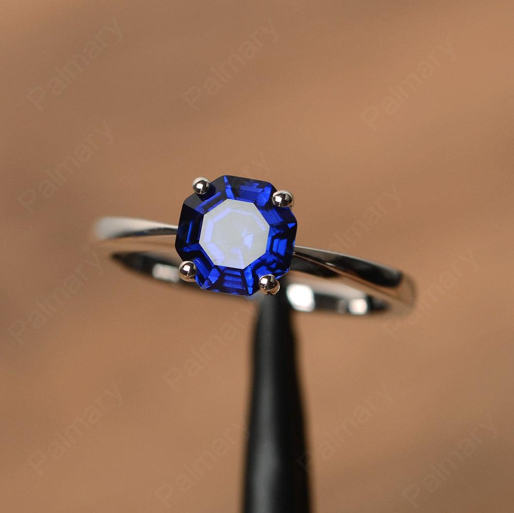 Octagon Shape Sapphire Solitaire Rings - Palmary