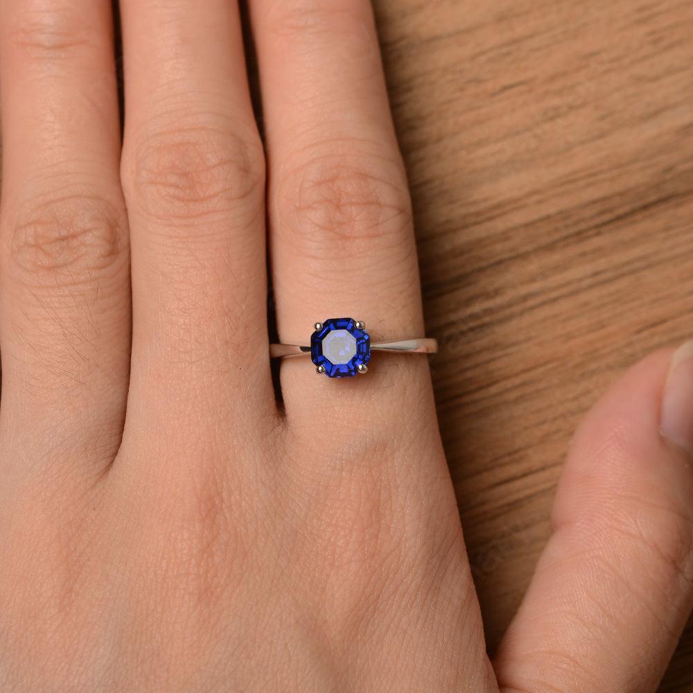 Octagon Shape Sapphire Solitaire Rings - Palmary