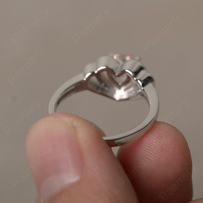 Heart Shaped Morganite Double Halo Rings - Palmary
