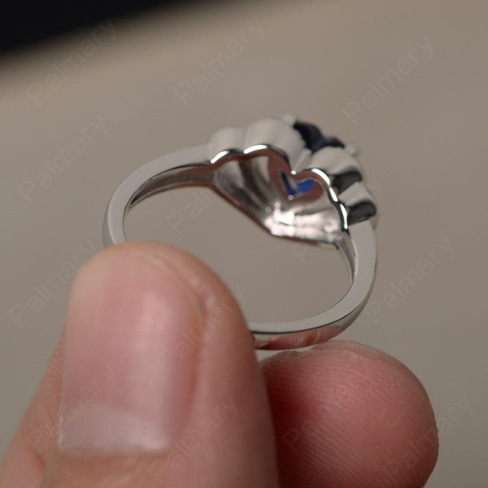Heart Shaped Sapphire Double Halo Rings - Palmary