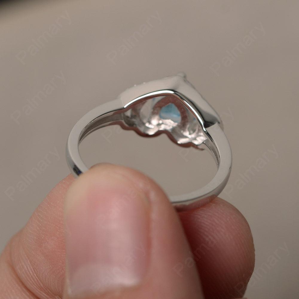 Heart Shaped Swiss Blue Topaz Double Halo Rings - Palmary