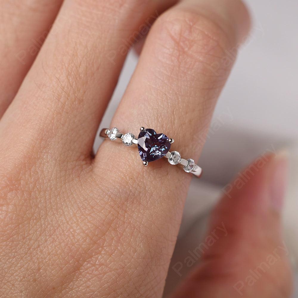 Heart Shaped Alexandrite Wedding Ring - Palmary
