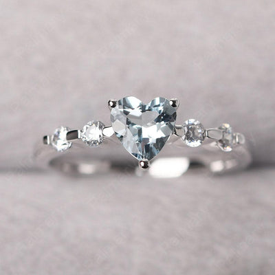 Heart Shaped Aquamarine Wedding Ring - Palmary