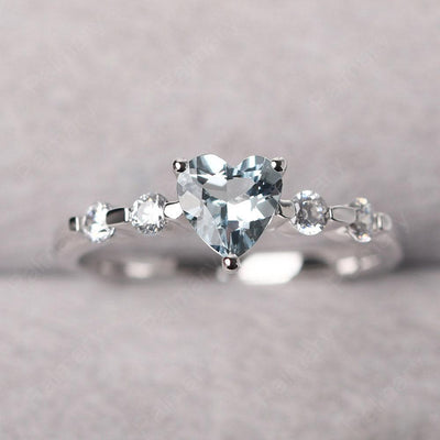 Heart Shaped Aquamarine Wedding Ring - Palmary