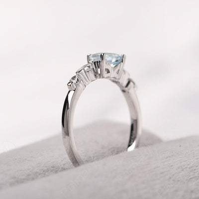 Heart Shaped Aquamarine Wedding Ring - Palmary