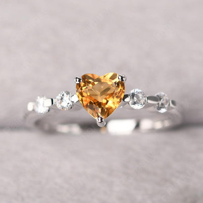 Heart Shaped Citrine Wedding Ring - Palmary