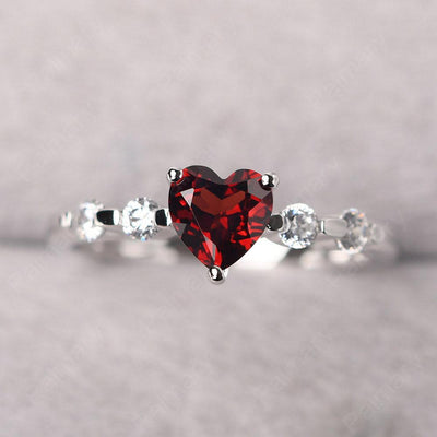 Heart Shaped Garnet Wedding Ring - Palmary