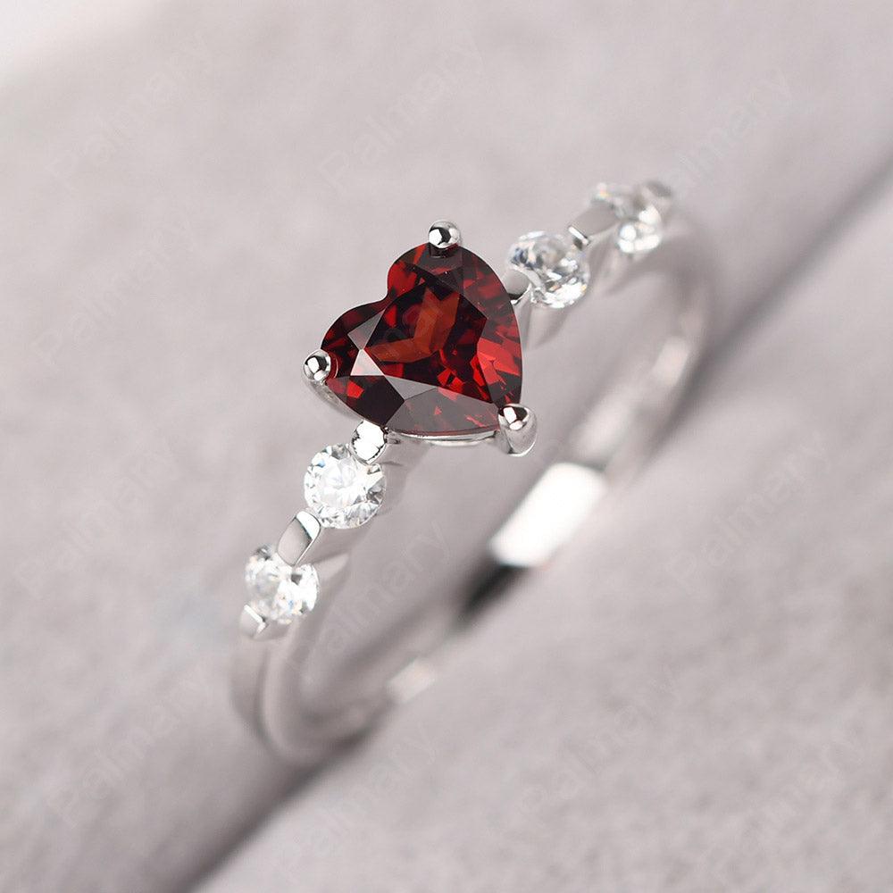 Heart Shaped Garnet Wedding Ring - Palmary