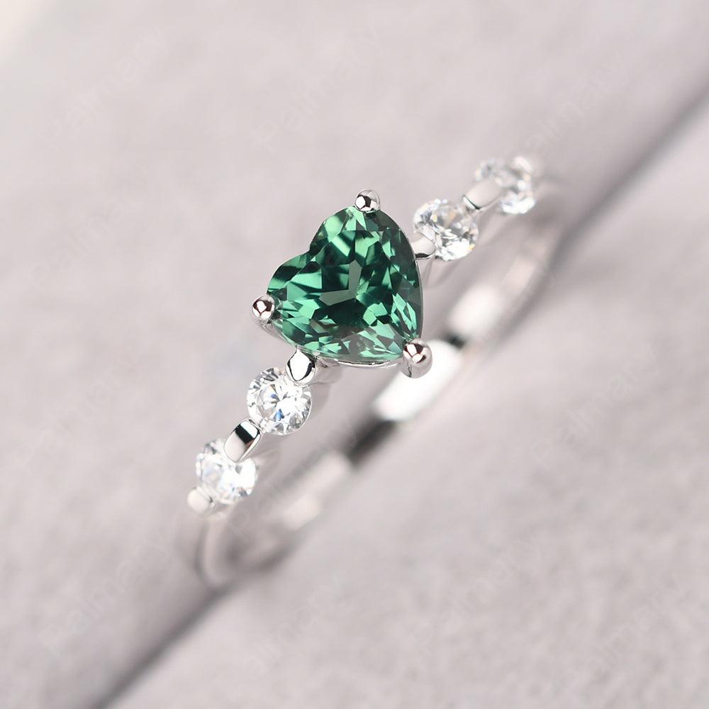 Heart Shaped Green Sapphire Wedding Ring - Palmary