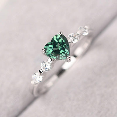 Heart Shaped Green Sapphire Wedding Ring - Palmary