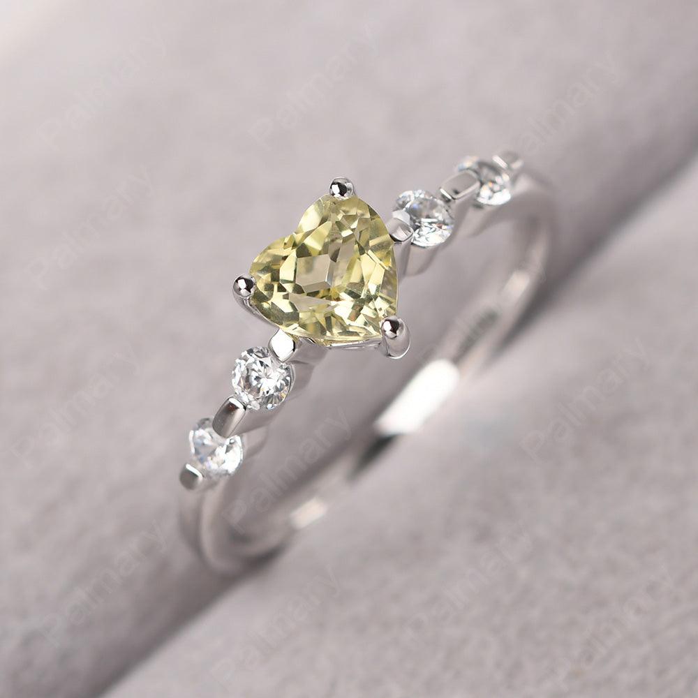 Heart Shaped Lemon Quartz Wedding Ring - Palmary