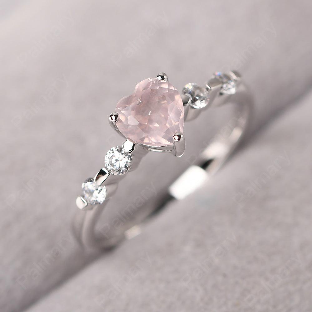 Heart Shaped Rose Quartz Wedding Ring - Palmary