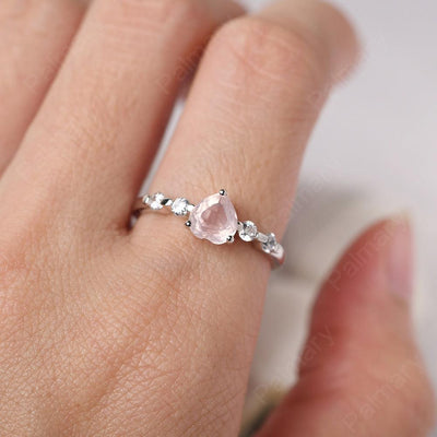 Heart Shaped Rose Quartz Wedding Ring - Palmary
