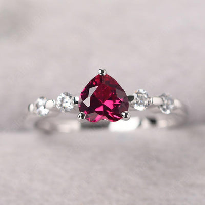Heart Shaped Ruby Wedding Ring - Palmary