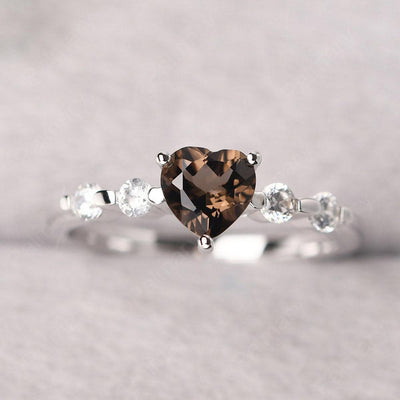 Heart Shaped Smoky Quartz  Wedding Ring - Palmary