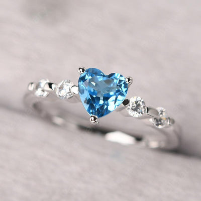 Heart Shaped Swiss Blue Topaz Wedding Ring - Palmary