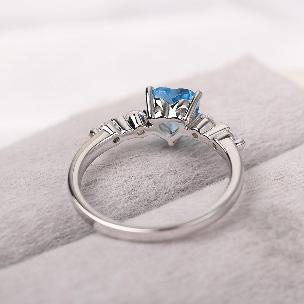 Heart Shaped Swiss Blue Topaz Wedding Ring - Palmary