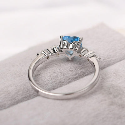 Heart Shaped Swiss Blue Topaz Wedding Ring - Palmary