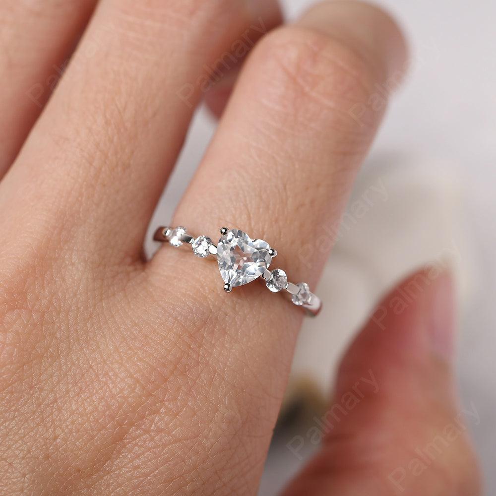 Heart Shaped White Topaz Wedding Ring - Palmary