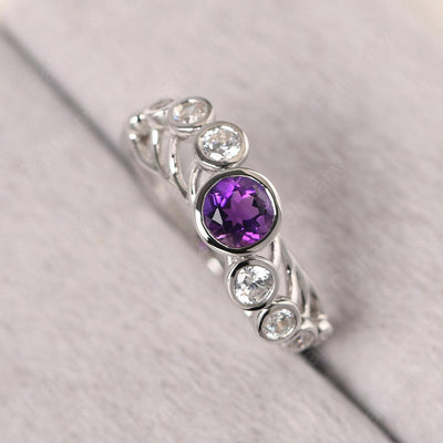 Bezel Setting Multi Stone Amethyst Mothers Ring - Palmary