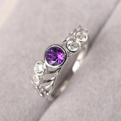 Bezel Setting Multi Stone Amethyst Mothers Ring - Palmary