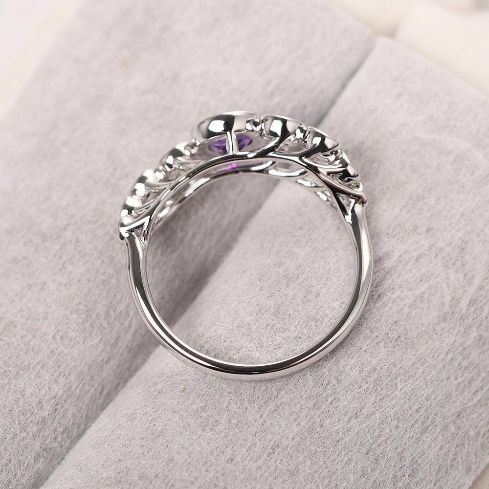 Bezel Setting Multi Stone Amethyst Mothers Ring - Palmary