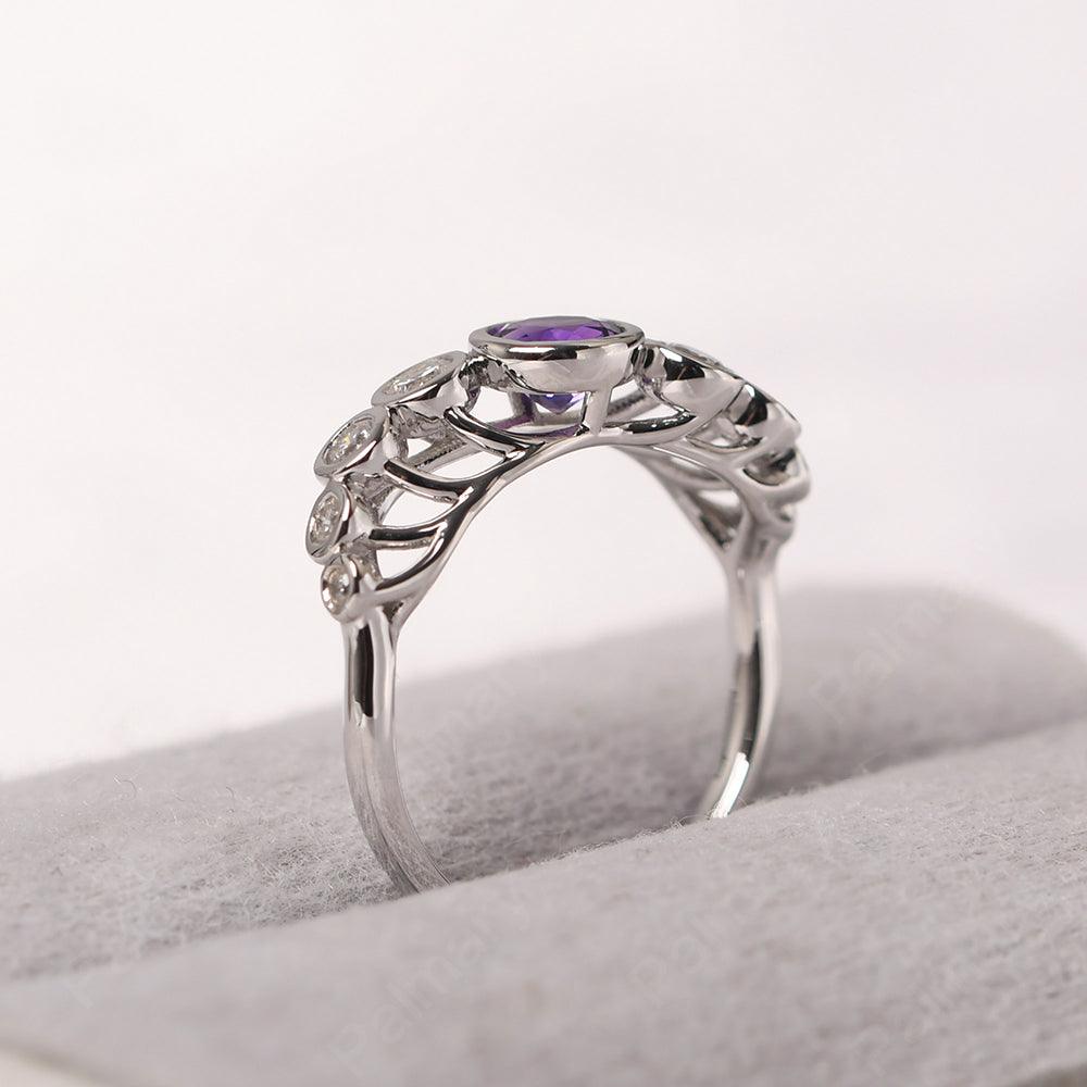 Bezel Setting Multi Stone Amethyst Mothers Ring - Palmary