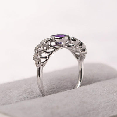 Bezel Setting Multi Stone Amethyst Mothers Ring - Palmary