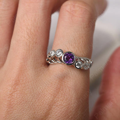 Bezel Setting Multi Stone Amethyst Mothers Ring - Palmary