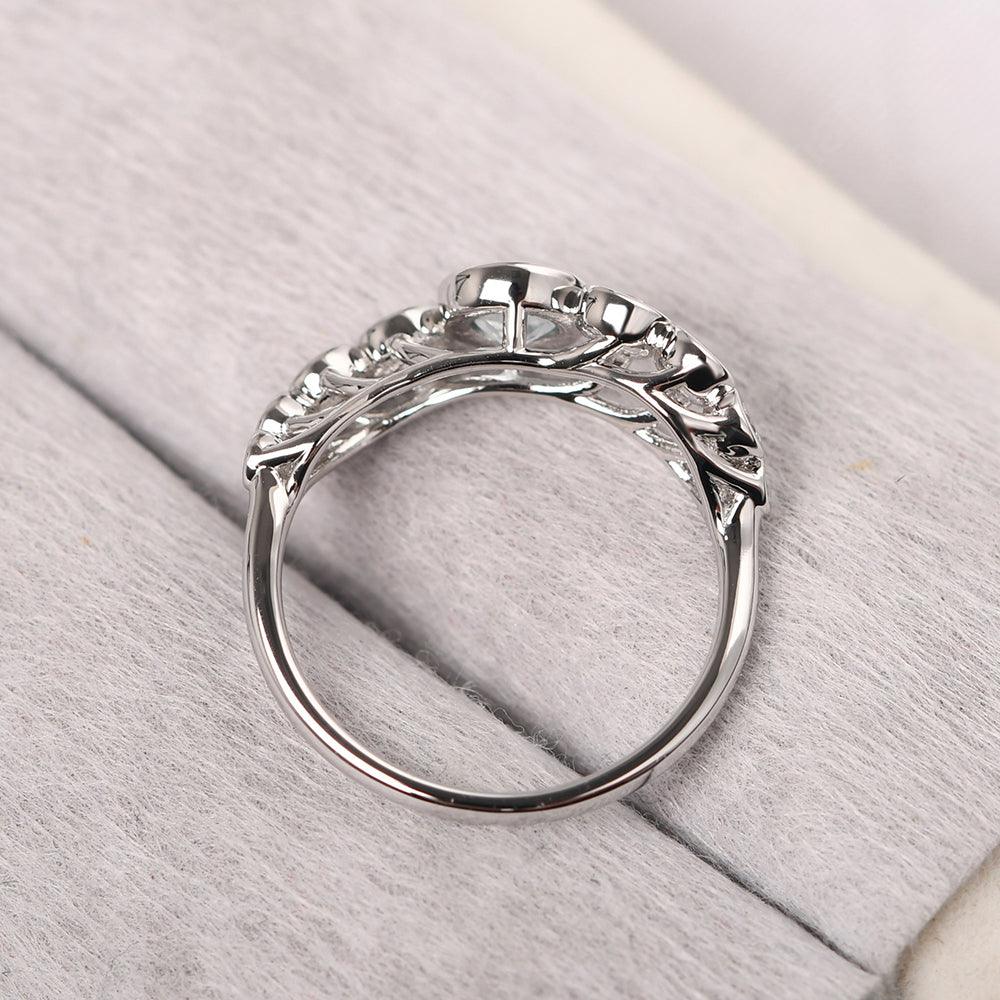 Bezel Setting Multi Stone Aquamarine Mothers Ring - Palmary