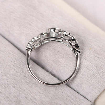Bezel Setting Multi Stone Aquamarine Mothers Ring - Palmary