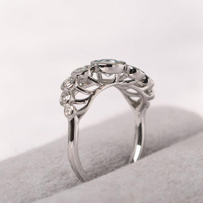Bezel Setting Multi Stone Aquamarine Mothers Ring - Palmary